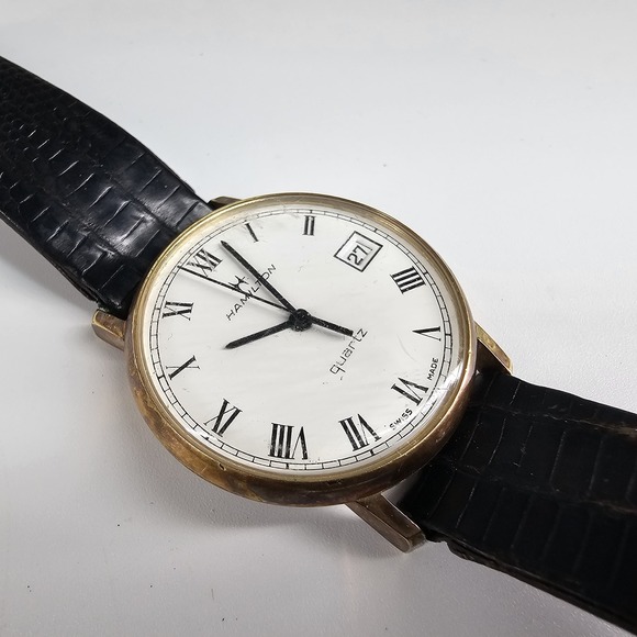 Hamilton Accessories - Vtg Hamilton Watch Swiss Made Quartz 14k Gold Electroplated 715001-4  -PARTS-